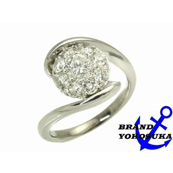827 Pt900 D1.00ct ウェーブ リング プラチナ ダイヤモンド 指輪 8号 結婚 豪華...