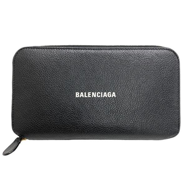 BALENCIAGA/バレンシアガ  655741 CASH ラウンドファスナー レザー 長財布 ブ...