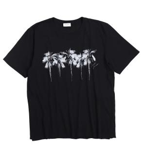 サンローラン Tシャツ トップス 半袖 S 160/84Y パルメライエ ヤシの木 丸首 メンズ レディース 黒 SAINT LAURENT 美品 ＼LYP会員限定セール／51HA16｜brankasta-ec