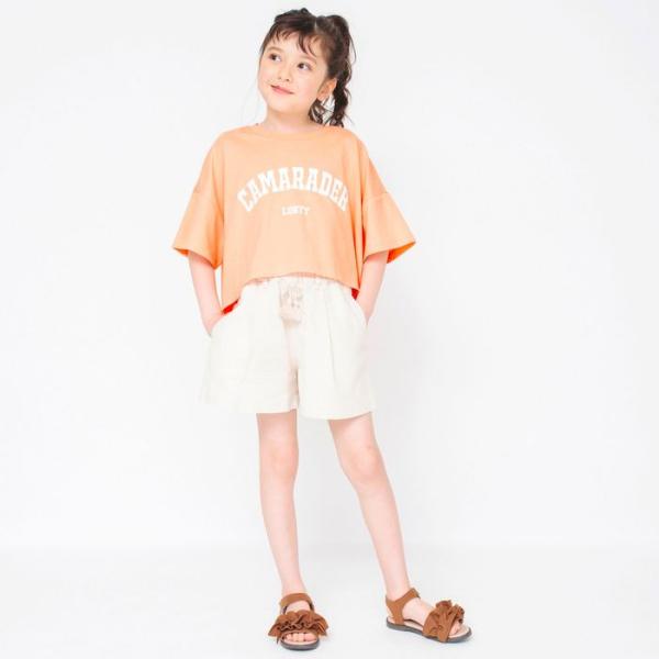 【フローズンプリント】ロゴTシャツ 半袖 カットソー トップス プリント ロゴ 女の子 ガールズ 子...