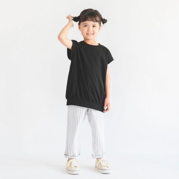 【WEB限定】フレンチスリーブ半袖Tシャツ カットソー クルーネックトップス 無地 シンプル 女の子...