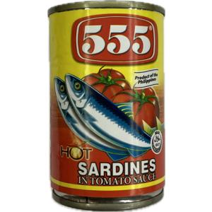 555 HOT Sardines in Tomato Sauce Philippines イワシ ト...