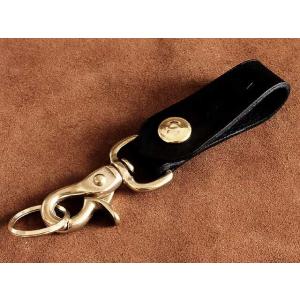 レザーキーホルダー 真鍮レバーナスカン（ブラウン）キーフック 牛革