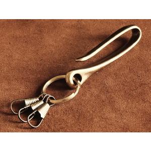 ベルトフック キーホルダー ダブル リング 真鍮 ゴールド キーリング