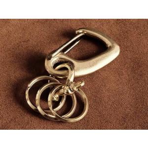 真鍮 流線形 カラビナ キーホルダー（オリジナルリング） ベルト