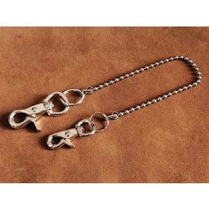 ロング 52cm 真鍮 ボールウォレットチェーン（両側ナスカン仕様 4mm幅