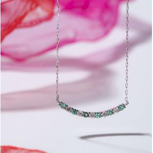 ダイヤモンド ライン ネックレス 0.14ct PT950 プラチナ スマイル 