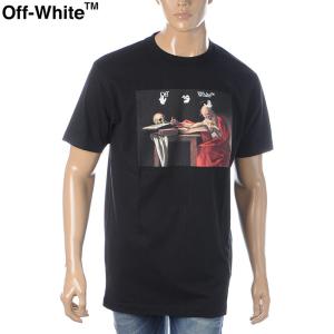 オフホワイト OFF-WHITE Tシャツ 半袖 クルーネック メンズ ブランド CARAVAGGIO S/S SLIM TEE OMAA027R21JER0041025 ブラック
