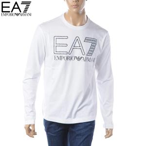 エンポリオアルマーニ EA7 EMPORIO ARMANI Tシャツ メンズ 長袖 ロンT ブランド クルーネック 6RPT04 PJFFZ ホワイト｜BRAVAS