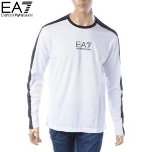 エンポリオアルマーニ EA7 EMPORIO ARMANI Tシャツ メンズ 長袖 ロンT ブランド クルーネック 6RPT16 PJ02Z ホワイト｜bravas