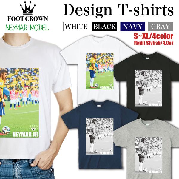 Tシャツ メンズ ファッション 半袖 丸首 おしゃれ ロゴ サッカー フットボール ネイマール ブラ...