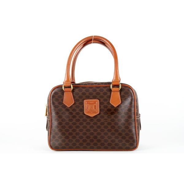 【美品】CELINE セリーヌ マカダム ハンドバッグ ブラウン系 ブランド鞄 レディース【IZ5】