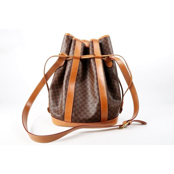 【超美品】CELINE セリーヌ マカダム 巾着型 ショルダーバッグ レザー ブランド 鞄【RN23...