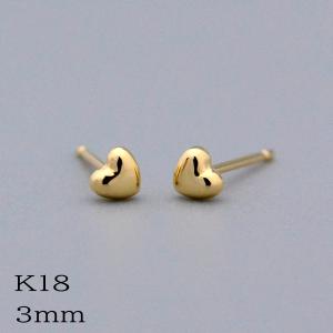 ファーストピアス 18k K18 イエロー ゴールド 4mm 5mm ぷっくり ハート