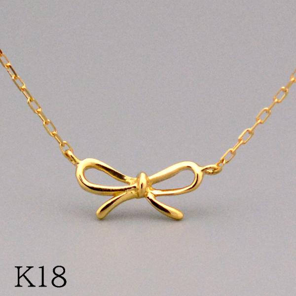 ワイドルーズリボンネックレス K18イエローゴールド