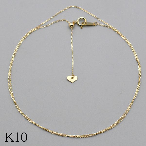 スライドフリーチェーンネックレスカット小豆 0.8mm-45cmK10ホワイトゴールド ピンクゴール...