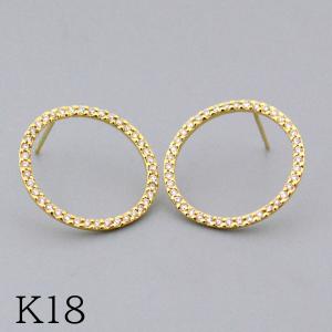 オープンサークルダイヤモンドピアス K18イエローゴールド