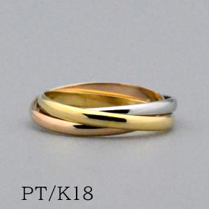 ピンキーリング ゴールド トリニティ 3連リング K18PG/YG/PT900 -1号