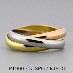 ピンキーリング ゴールド トリニティ 3連リング K18PG/YG/PT900 -1号