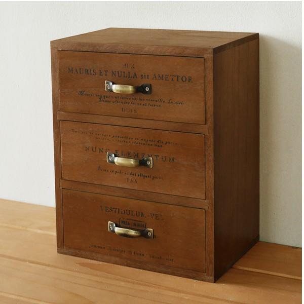 引き出し収納 小物入れ 木製 チェスト3段 No.1 卓上 アンティーク 救急箱 裁縫箱 BREA