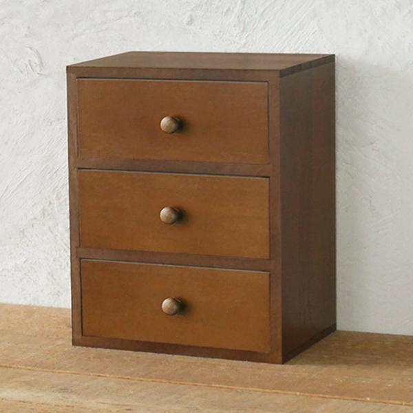 引き出し収納 小物入れ 木製 3段 チェスト ダークブラウン 小物入れ アンティーク 救急箱 裁縫箱...