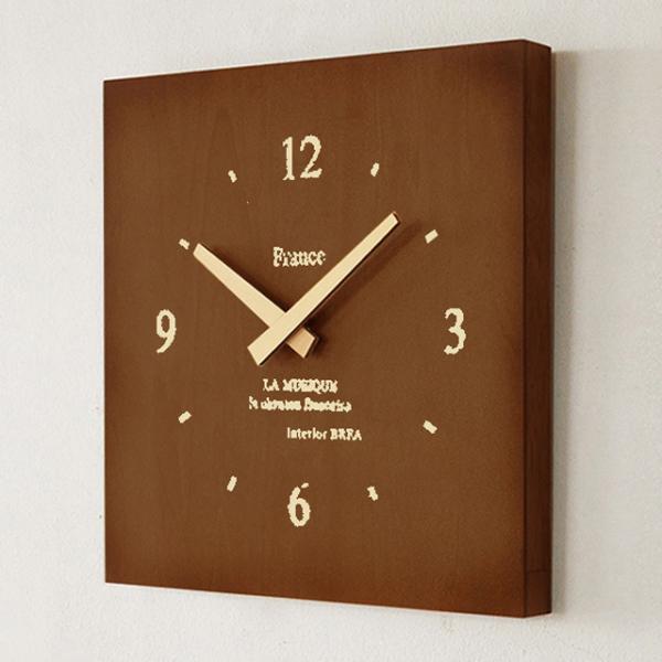 壁掛け時計 おしゃれ 木製 スクエア 角型 ダークブラウン ウォールクロック BREAブレア