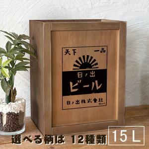 ゴミ箱 おしゃれ 木製 15L レトロ雑貨 木箱 ダストボックス 昭和レトロ柄 BREAブレア