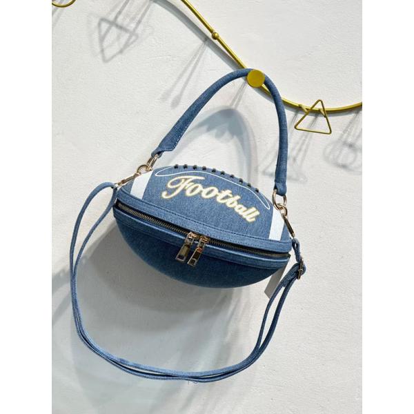 ラグビーボール ハンドバッグ ショルダーバッグ2way デニム ボディバッグ 斜め掛け スポーティー...