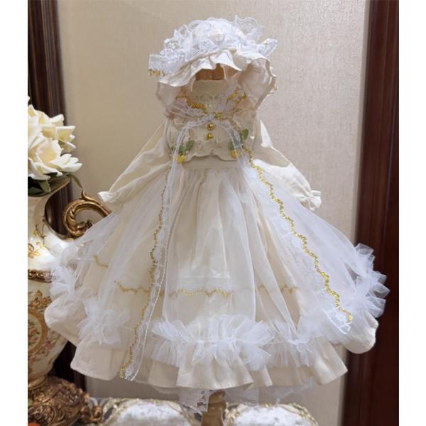 BJDドール服 ロリータ ワンピース ボンネット ハンドメイド セット 女の子 服 ドレス ブライス...