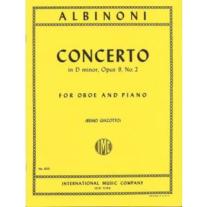 輸入楽譜／オーボエ／アルビノーニ：協奏曲 ニ短調 Op.9-2（ジャゾット編）〜2本のオーボエとピア...
