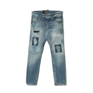 ディースクエアード ジーンズパンツ デニム ダメージ クラッシュ SKATER JEAN S74LB0975S30664470 メンズ S74LB0975S30664 ブルー DSQUARED2｜breramode