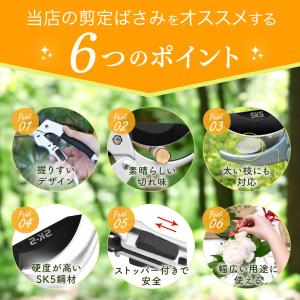 スパっと切れる SK5鋼材 剪定ばさみ 園芸用...の詳細画像4