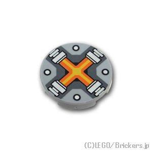 レゴ パーツ ばら売り #14769pb087 タイル ラウンド 2 x 2 - イエロー＆オレンジクロス：グレー | LEGOの部品