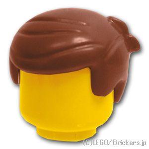 レゴ パーツ 髪 ばら売り #15443 ミニフィグ ヘア - 左はねのショートヘア：ブラウン | LEGOの部品 ミニフィギュア ウィッグ かつら｜brickers