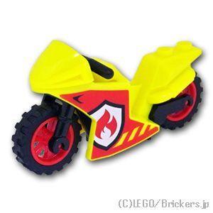 レゴ パーツ ばら売り #18895pb28c01 消防隊 オートバイ - レッドホイール：ネオンイエロー | LEGOの部品｜brickers