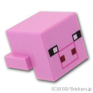 レゴ パーツ ばら売り #19727pb011 ピクセルの豚 - マインクラフト：ブライトピンク |...