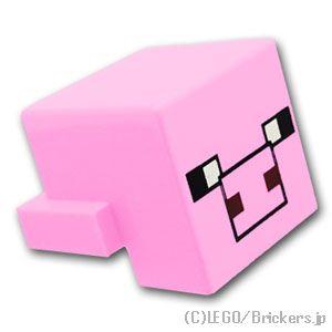 レゴ パーツ ばら売り #19727pb015 ピクセルの豚（輪郭黒） - マインクラフト：ブライト...