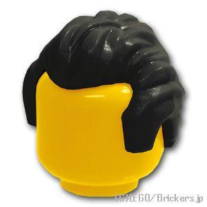 レゴ パーツ ばら売り #21268 ミニフィグ ヘア - もみあげと富士額のスイープバックショート：ブラック | LEGOの部品｜brickers