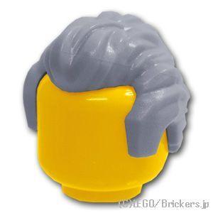 レゴ パーツ 髪 ばら売り ミニフィグ ヘア - もみあげと富士額のスイープバックショート ： グレ...