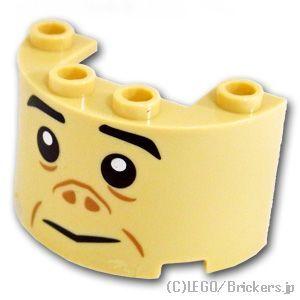 レゴ パーツ ばら売り #24593pb07 シリンダー ハーフ  2 x 4 x 2 - グロウプの顔(ハリポッター) ：タン | LEGOの部品｜brickers
