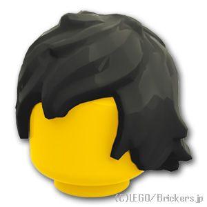 レゴ パーツ ばら売り #25378 ミニフィグ ヘア - ラフな長い前髪：ブラック | LEGOの部品｜brickers