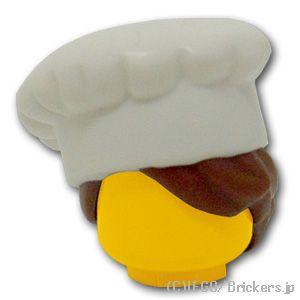 レゴ パーツ ばら売り #31895pb01 ミニフィグ ヘア - コック帽と結んだブラウンヘア：ホ...