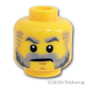レゴ 頭 パーツ ばら売り #3626c ミニフィグ ヘッド - 厳しそうなグレーの口髭：イエロー ...