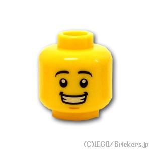 レゴ 頭 パーツ ばら売り #3626c ミニフィグ ヘッド - 黒い眉毛の歯を見せた笑顔：イエロー | LEGOの部品 ミニフィギュア 顔｜brickers