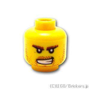 レゴ パーツ ばら売り #3626pb0312 ミニフィグ ヘッド - 無精ひげと茶色の眉毛のにやり...