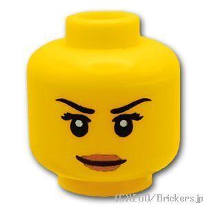 レゴ パーツ ばら売り #3626pb0513 ミニフィグ ヘッド - キリっとした女性：イエロー | LEGOの部品