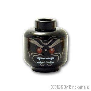 レゴ パーツ ばら売り #3626pb0591 ミニフィグ ヘッド - 赤い目と銀のシワ：ブラック ...