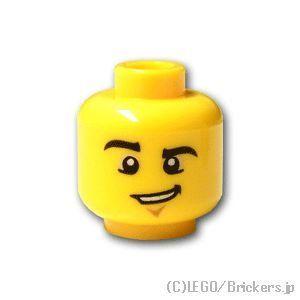 レゴ パーツ ばら売り #3626pb0857 ミニフィグ ヘッド - ひきつったニヤリ顔：イエロー...