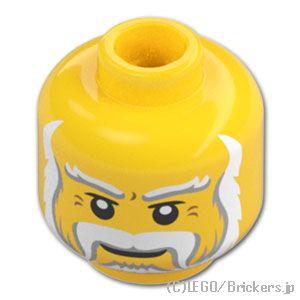 レゴ パーツ ばら売り #3626pb1004 ミニフィグ ヘッド - ふさふさ白ヒゲのおじいさん：...