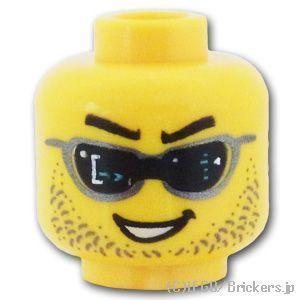 レゴ パーツ ばら売り #3626pb1348 ミニフィグ デュアルヘッド -サングラスの無精ひげ笑...